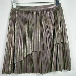 ARITZIA Wilfred Gold Metallic Pleated Mini Skirt Tier Sparkly Fancy Bethune 0